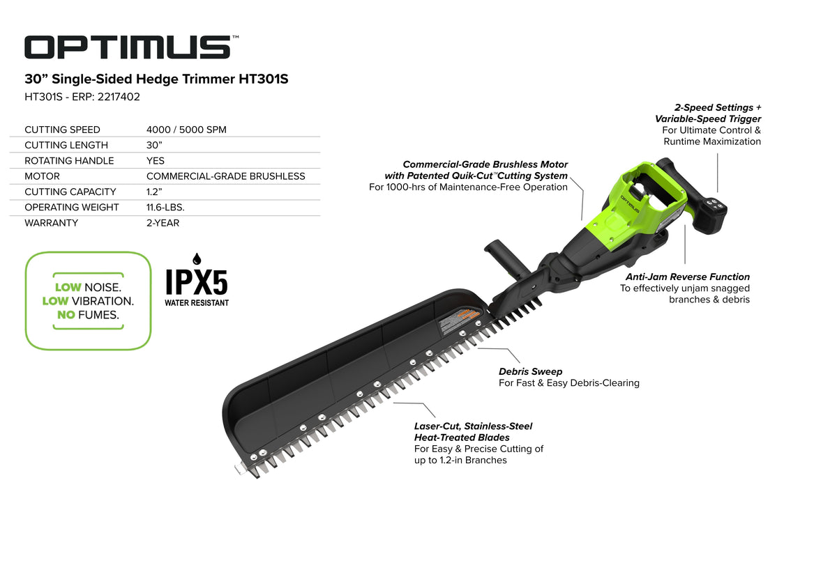 OPTIMUS Hedge Trimmer 76 cm, Single-sided | HT301S